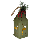 Punched-Tin Lighted Lantern - Sage