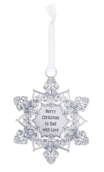 Gem Snowflake Ornament - Merry Christmas to Dad with Love - The Country Christmas Loft