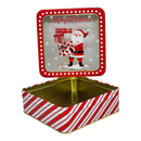 Square Cookie Tin with Window - Merry Christmas Santa with Gifts