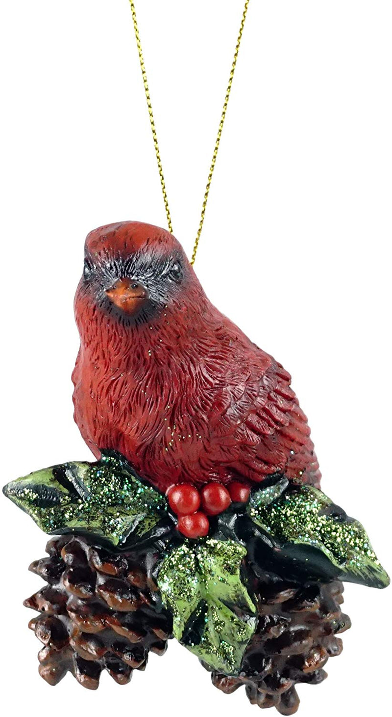 Red Cardinal Pinecone Hanging Christmas Ornament - Various Poses - The Country Christmas Loft