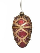 Faberge Style Egg with Gold accent Ornament - Red - Christmas >> Ornaments >> Glass - by Roman