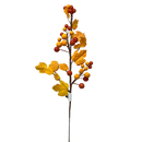 Two Tone Orange Cluster Spray  With Autumn Leaves 15 1/2 Inch - Home & Living >> Artificial Flowers - by Gerson