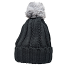 Knit Hat With Three Interchangeable Poms - Black