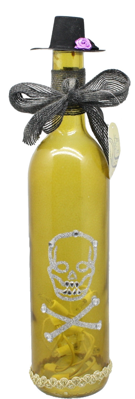 Lighted Glass Halloween Bottle - Yellow - The Country Christmas Loft