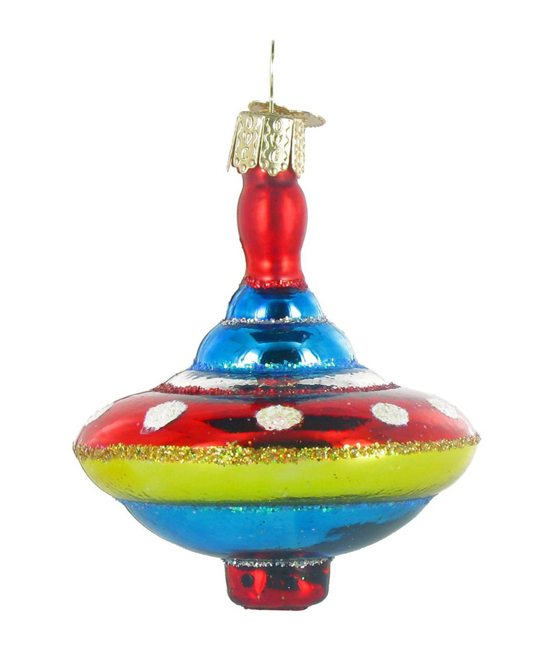 Vintage Spinning Toy Top Glass Ornament 44066 New - The Country Christmas Loft