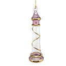 Glass Lighthouse Ornament With Gold Accent - Pink