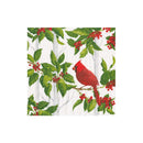 Holly And Songbirds White And  Silver Cocktail Napkins