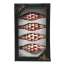 Krebs Value Glass Ornament 4 pack - Red & White Diamond Drop