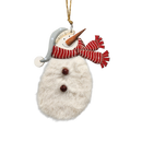Wood and Fur Snowman Ornament - Grey Snow Hat