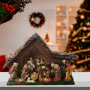 Musical Lighted Nativity Set With Stable - 11 Piece Set