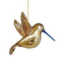 Gold Etched Glass Hummingbird Ornament - Golden