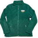 Women’s Full Zip Fleece Jacket – White Fall Leaves Oval Embroidery