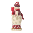 Snowman Nutcracker Figurine Red And Pink