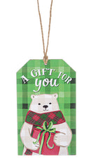 Wooden Plaid Gift Tag Ornament - A Gift for You - Christmas >> Ornaments >> Novelty - by Ganz