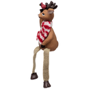Red and White Striped Scarf with Cardinal Reindeer Shelfsitter