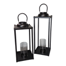 Modern Metal Pillar Lanterns - 2 Piece Set