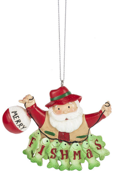 Merry Fishmas! Fisherman Santa Ornament - The Country Christmas Loft