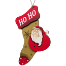 Santa's Cozy Stocking: Hand-Painted Plywood Ornament