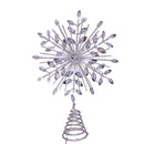 11.75" Lighted Silver Glittered Snowflake Treetop