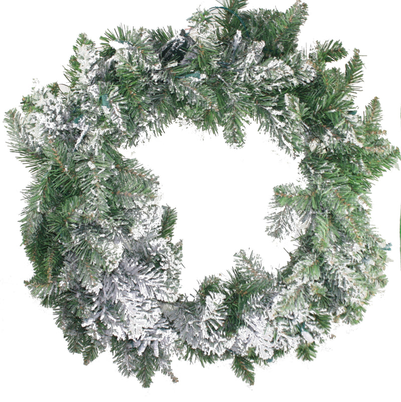 24 Inch Flocked Wreath - 30 LED Lights - The Country Christmas Loft