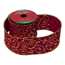 2.5" x 3 Yard Christmas Ribbon - Red Gold Scrollwork - Gift Shoppe >> Ribbon - by Gerson