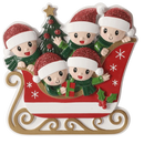 Sleigh With Gold Rails Family of 5 Ornament - Christmas >> Ornaments >> Family - by The Country Christmas Loft