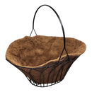 Oval Black Metal Wire Handle Basket with Coco Mat Liner - 15-Inch Long