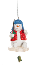 Ice Fishing Snowman Ornament