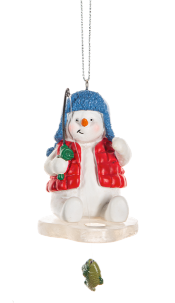 Ice Fishing Snowman Ornament