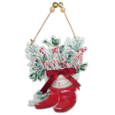 Metal Santa Boots with Bow - 10" Decor