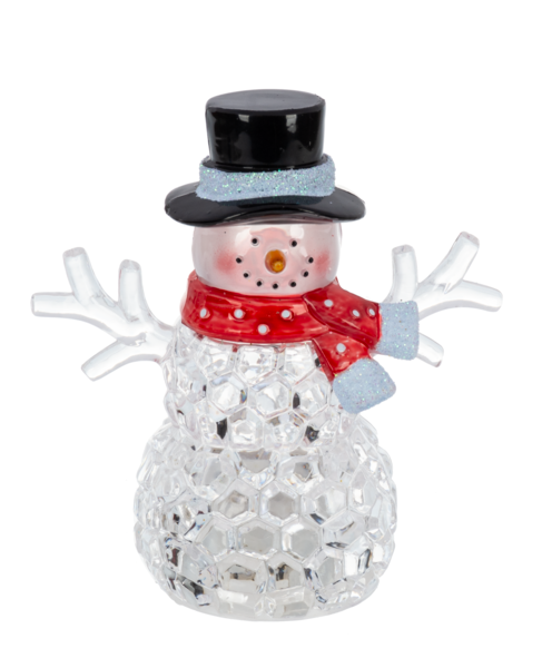 LED Light Up Crystal Snowman Mini Shimmers  - Top Hat