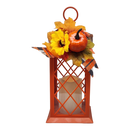Harvest Lantern with Flickering LED Candle - Orange