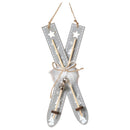 Whimsical Wood Holiday Ski Ornament -