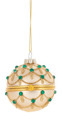 Glittered Hinged Ball Ornament - Ivory Glow