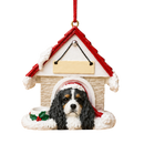 Ceramic Doghouse Ornament - King Charles - Tri-color - Animals - by E&S Pets