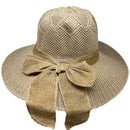 Burlap Ribbon Chiffon Crochet Woven Derby Sun Hat -Beige