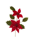 Holly And  Poinsettia Pick