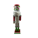 Red White and Green Nutcracker With Polka Dot Pom Pom Hat