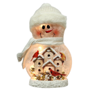 9.5 Inch Lighted Cardinal Glass Snowman - Bird Condo - Home & Living >> Lighting >> Novelty - by Stony Creek