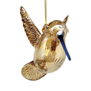 Gold Etched Glass Hummingbird Ornament - Golden