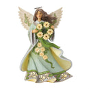Opal And Moss Angel Figurine With Poinsettias