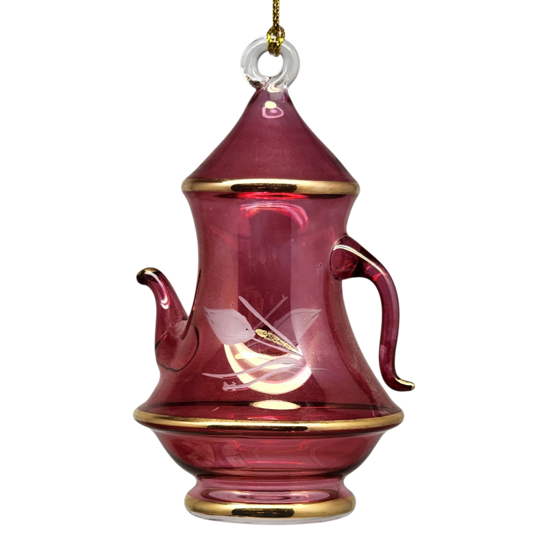 Gold Rimmed Teapot Solid - Red Small