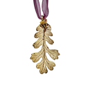 Gold Oak Leaf with Sheer Ribbon Ornament