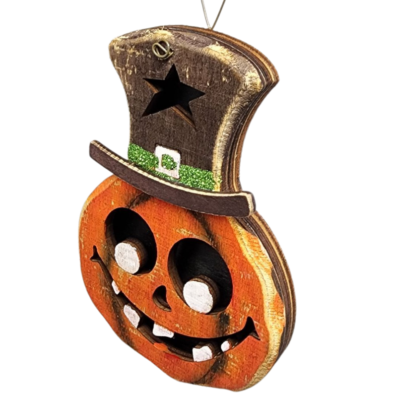 Cheerful Pumpkin Top Hat Ornament