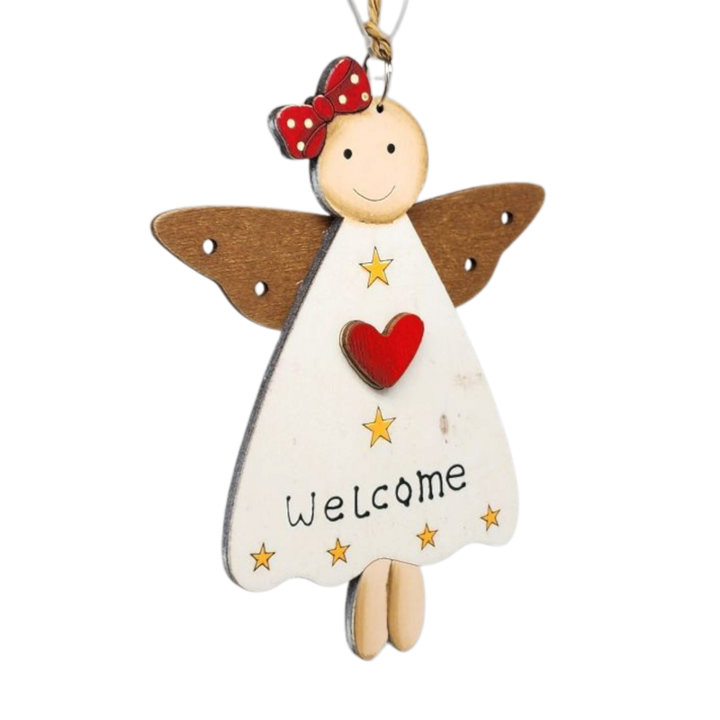 Christmas Heart and Star Angel Ornament