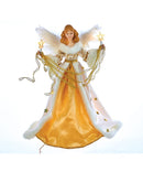 16 inch Cream/Gold Lighted Angel Treetop