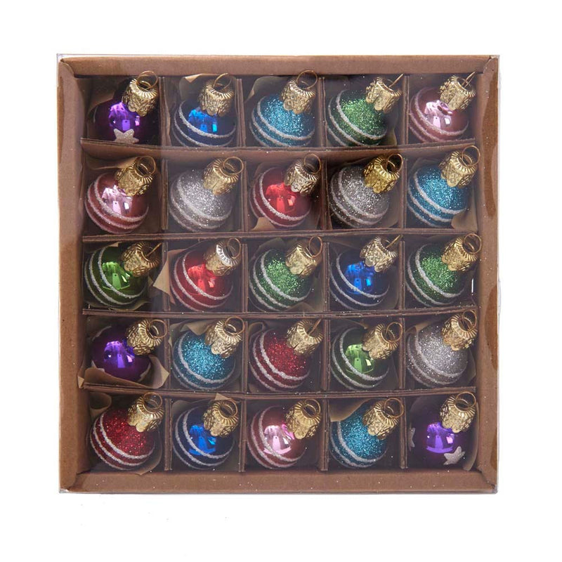 Miniature Decorated Glass Ball Ornaments - 25-Piece Box - The Country Christmas Loft