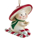 Candy Cane Mushroom Ornament - Sledding