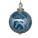 Etched Blown Glass Ball with Crystal Accents - Blue