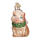 Holly Pig Glass Ornament
